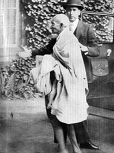 Gandhi arriving at St. James' Palace, September, 1931