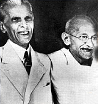 Gandhi with Jinnah during Gandhi-Jinnah Talks, Bombay, September 1944