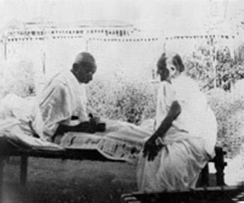 Gandhi and Kasturba at Segaon, January 1938