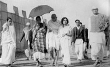 On the exhibition ground with Amrit Kaur and Sushila Nayyar, Haripura, February 10,1938