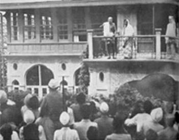Gandhi with Rajkumari Amrit Kaur at the Manor Ville, Simla, May 1946
